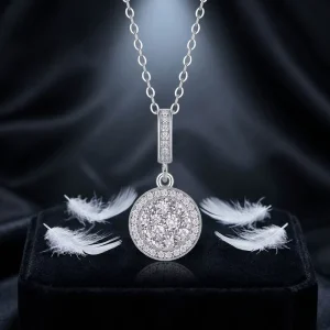 S925 Round Paved VVS1 Moissanite Necklace Jewelry for Women D Color Fine Jewelry Daily Fashion Necklace