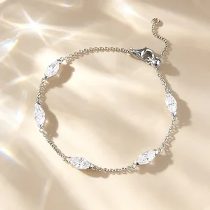 S925 Silver 4 * 8mm Horse Eye Bracelet with Adjustable Two color Fashionable Eternal Engagement Jewelry