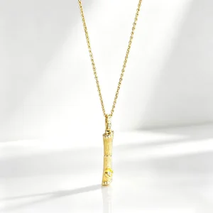 S925 Silver Bamboo Knot Brushed Necklace Rose Carving Chinese Light Luxury Fashion Versatile Women’s Jewelry