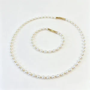 S925 Silver Jewelry Set with Near-Round Natural Freshwater Pearls, Two Colors