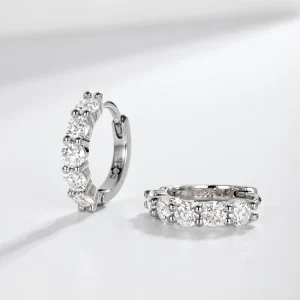 S925 Silver Mosanite Fashion Row Set Circle Earrings Luxury Daily Jewelry Earrings
