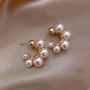 S925 Silver Needle Alloy Minimalist Design Fashion Women’s Pearl Stud Earrings