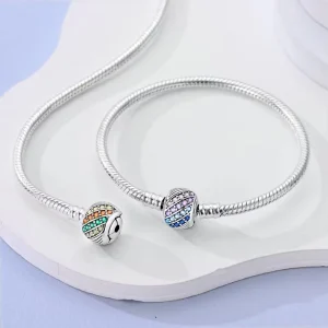 S925 Silver Plated Copper Four Leaf Clover Dreamcatcher Charms DIY Snake Chain Bracelet Beads for Women