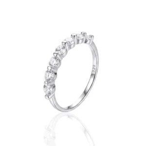 S925 Silver Stackable Anniversary Ring D Color VVS Moissanite Eternity Wedding Band for Her Women