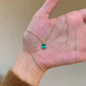 S925 Silver Trendy Wind Paraiba Water Drops Zircon Pendant Necklace for Women Light Luxury