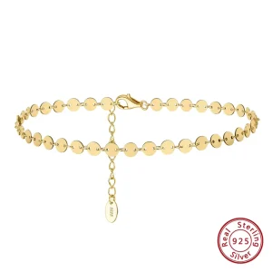 S925 Sterling Silver Adjustable 4.0mm Disc Chain Fashion Jewelry Anklets Sterling Silver Anklets Women Anklet