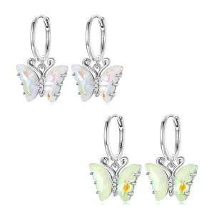 S925 Sterling Silver Butterfly Chandelier Earrings Fashionable Bow Plated With Platinum Crystal Elegant Stylish Jewelry