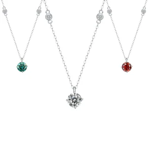 S925 Sterling Silver Classic Four Claw Diamond Pendant Set with 1.0ct D color VVS Moissanite Necklace