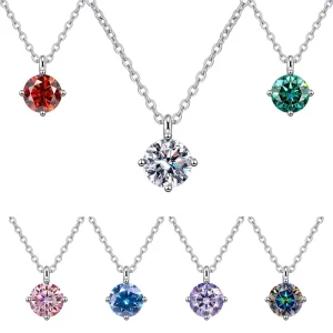 S925 Sterling Silver Classic Four Claw Diamond Pendant Set with 1.0ct D color VVS Moissanite Necklace