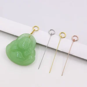 S925 Sterling Silver Crooked Hole Oblique Hole Pendant Buckle Manual Amber Emerald Crystal Buckle Correction Length Pin Buckle