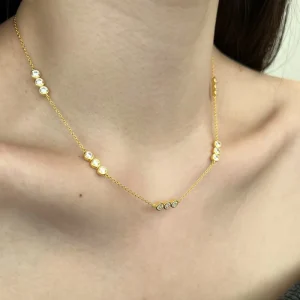 S925 Sterling Silver Electroplated Necklace Women Exquisite Circular Zircon Arrangement Inlaid Chain