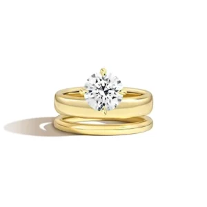 S925 Sterling Silver Gold Plated Bohemian Stackable Ring Set 2 carat Moissanite Prong Setting Unisex