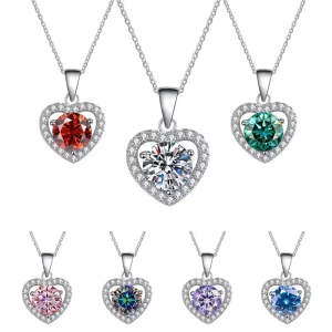 S925 Sterling Silver Heart shaped Diamond Pendant Inlay 1.0ct D color VVS Moissanite Fashionable Luxury Moissanite Necklace