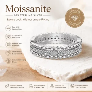 S925 Sterling Silver Jewelry Light Luxury Fashion Ring Classic Sparkling D Color VVS1 Moissanite Rings for Women