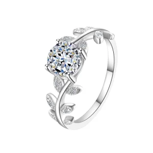 S925 Sterling Silver Laurel Ring 0.5 1 Carat D Color Moissanite Adjustable Fashionable Wedding Rings Jewelry for Women