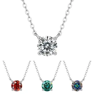 S925 Sterling Silver Minimalist Four Claw Diamond Pendant Inlay 3.0ct D color VVS Moissanite Fashionable Moissanite Necklace