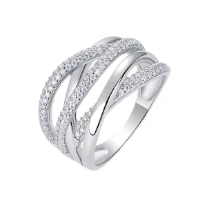 S925 Sterling Silver Moissanite Ring Elegant Multi Layer Wave Design Sparkling Pavé Setting Fashion Jewelry Ring