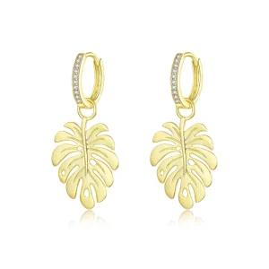 S925 Sterling Silver Platinum Plated Gold Beetle Leaf Chandelier Earrings European American Trend Bohemian Fashion Earrings