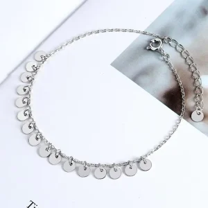 S925 Sterling Silver Rhodium Plated Bohemian Dynamic Sequin Anklet Women Business Gift Trendy Exquisite