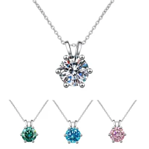 S925 Sterling Silver Six Claw Diamond Pendant Inlay 1.0ct D color VVS Moissanite Fashionable Luxury Moissanite Necklace