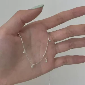 S925 Sterling Silver Teardrop Necklace for Women Niche Design High End Tassel Collarbone Chain Fashionable