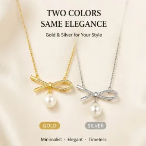 S925 Sterling Silver Two Tone Pearl Zircon Charm Necklace Minimalist Unisex Couple Jewelry Elegant Wedding Anniversary