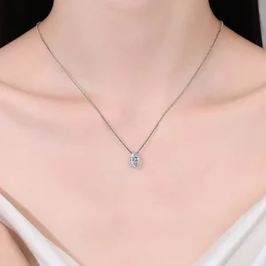 S925 Sterling Silver Water Drop Simple Box Chain Inlaid Marquise Moissanite Women’s Daily Life Necklace Jewelry