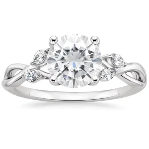 S925 Women Jewelry Willow Brilliant Cut Moissanite Wedding Engagement Ring Twist CZ Rings