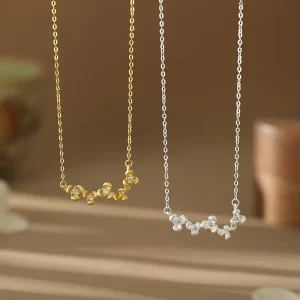 S999 Pure Silver Flower Necklace Floral Pendant Jewelry Minimalist Gift For Women
