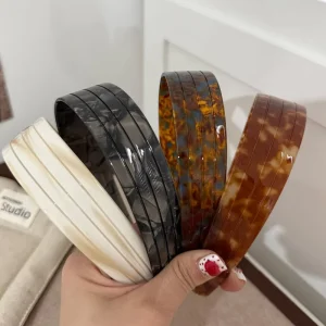 SAIYII High Quality Fashion Accessory Korean Style Vintage Non Slip Acetate Leopard Print Wide Hair Band