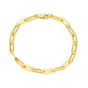 SB109 14K Gold Plated 925 Sterling Silver Paperclip Link Chain Bracelet for Women