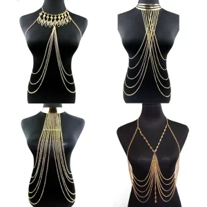 SC Super Sexy Body Chain Dress Body Jewelry Multilayer Bikini Waist Chain Exaggerated Tassel Body Chain Necklace Women