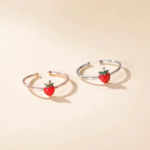 SC Trend Fashion Ring Set New Fashion Jewelry Opening Adjustable Rings Fashion Cute Strawberry Rings for Women