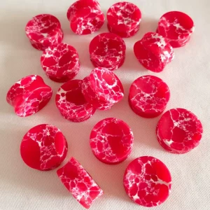 [SE C144] Custom Popular Style Double Flared Howlite Stone Ear Plugs Concave Body Piercing Jewelry Quality
