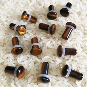 [SE-SF013] High Quality Natural Yellow Tiger’s Eye Stone Single Flared Ear Plugs Body Piercing Jewelry Fashion Style