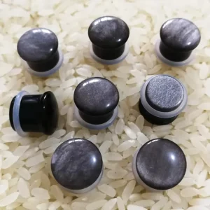 [SE-SF127] High Quality Natural Silver Obsidian Stone Single Flared Convex Ear Plugs Body Piercing Jewelry Fashion