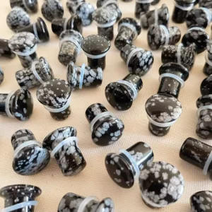 [SE-SF131 High Quality Natural Snowflake Stone Single Flared Convex Ear Plugs Body Piercing Jewelry Fashion Style