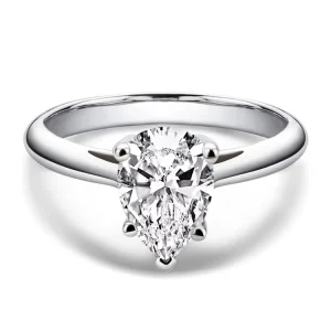 SGARIT 2.00CT VVS Pear Cut Moissanite Solitaire Ring 10K White Gold Wedding Bands for Ladies with GRA Certificate