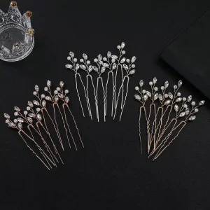 SLBRIDAL Handmade Rhinestones Crystal Pearl Wedding Hair Pin Bridal Hair Stickers Hair Accessories Bridesmaids Women Jewelry