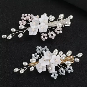SLBRIDAL Handmade Wired Crystal Rhinestones Flower Bridal Hair Clip Barrettes Wedding Headpieces Women Girls Hair Accessories