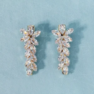 SLBRIDAL Trendy Sparkling Cubic Zircon Girls Hair Clip Barrette Bridal Wedding CZ Headpieces Hair Accessories Women Hair Jewelry