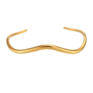 SLand Jewelry Minimalist Gold Plated Stainless Steel Irregular Open Cuff Bangles for Women Fashionable Cuff Bracelets