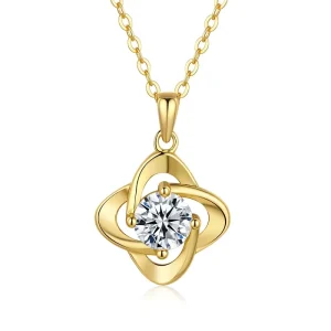 SPJ 925 Sterling Silver Clover Pendant Necklace for Women 18K Gold Plated Zircon Jewelry Elegant Design Factory