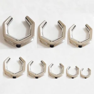 [SS-P932] Double Flared 316L Stainless Steel Casting Saddle Ear Plugs Body Piercing Jewelry