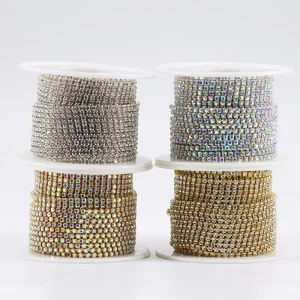 SS4 SS6 SS8 SS10 SS12 SS16 SS18 SS24 SS28 SS38 Crystal Cup Chain AB Crystal Glass Rhinestones Chain for DIY Decoration