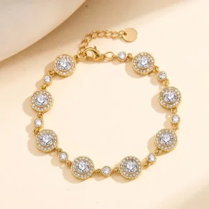 STKB34 Stainless Steel Round Zircon Bracelet Flower Bracelets for Women