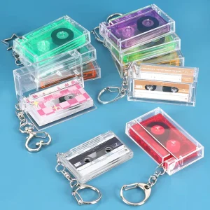 SUNSHING Custom Logo NFC Vintage Cassette Case Mini Album CD Keychain Song Keychain Music Gift Induction Vinyl Album Keychain