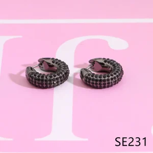 SW15 DA Black Crystal Paved Stud Earrings