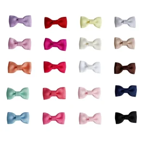 Sacarla Handmade Mini Grosgrain Bowknot Hair Clips (3.3cm) Solid Color Kids Fashion Hair Accessories