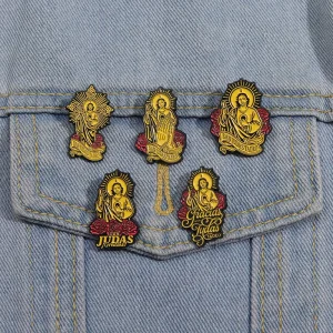 San Judas Tadeo Enamel Pin Custom Holy Saint Brooch Backpack Lapel Badge Religious Jewelry Gift for Believers Stock